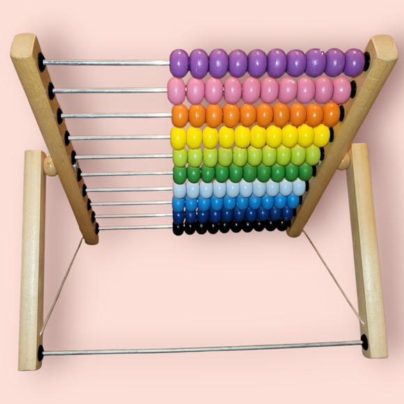 IKEA Wooden Fold-Up Abacus Bright Rainbow Colors Math Elementary Counting Kids - Picture 4 of 4